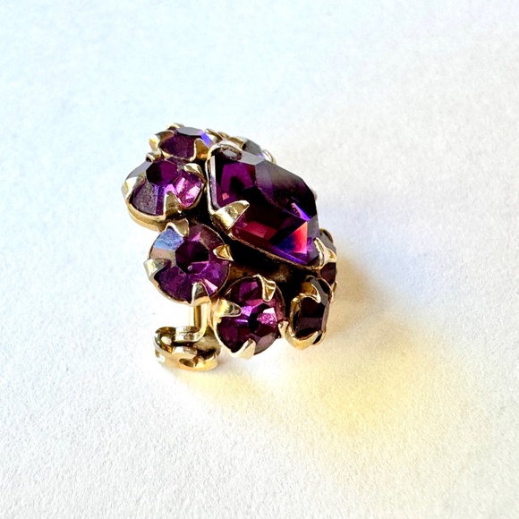 Tiny Purple Pin, Rhinestone, Brooch, Safety Clasp Back - Picture 5 of 6